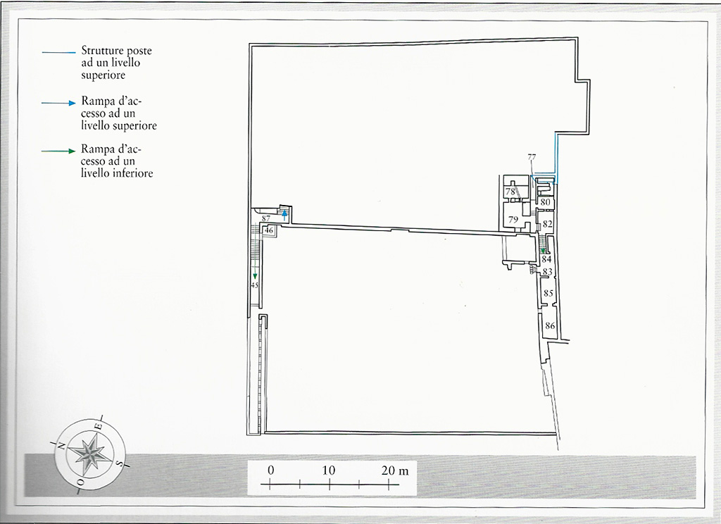 VII .16.22 Pompeii. Casa di Fabio Rufo or House of M Fabius Rufus. Planimetra del secondo piano sottostante. Plan of second lower floor.

Plan M. Notomista and E. Piccirilli.

See Aoyagi M., Pappalardo U., 2006. Pompei (Regiones VI-VII) Insula Occidentalis. Napoli: Valtrend, p 271, Tav. 10.